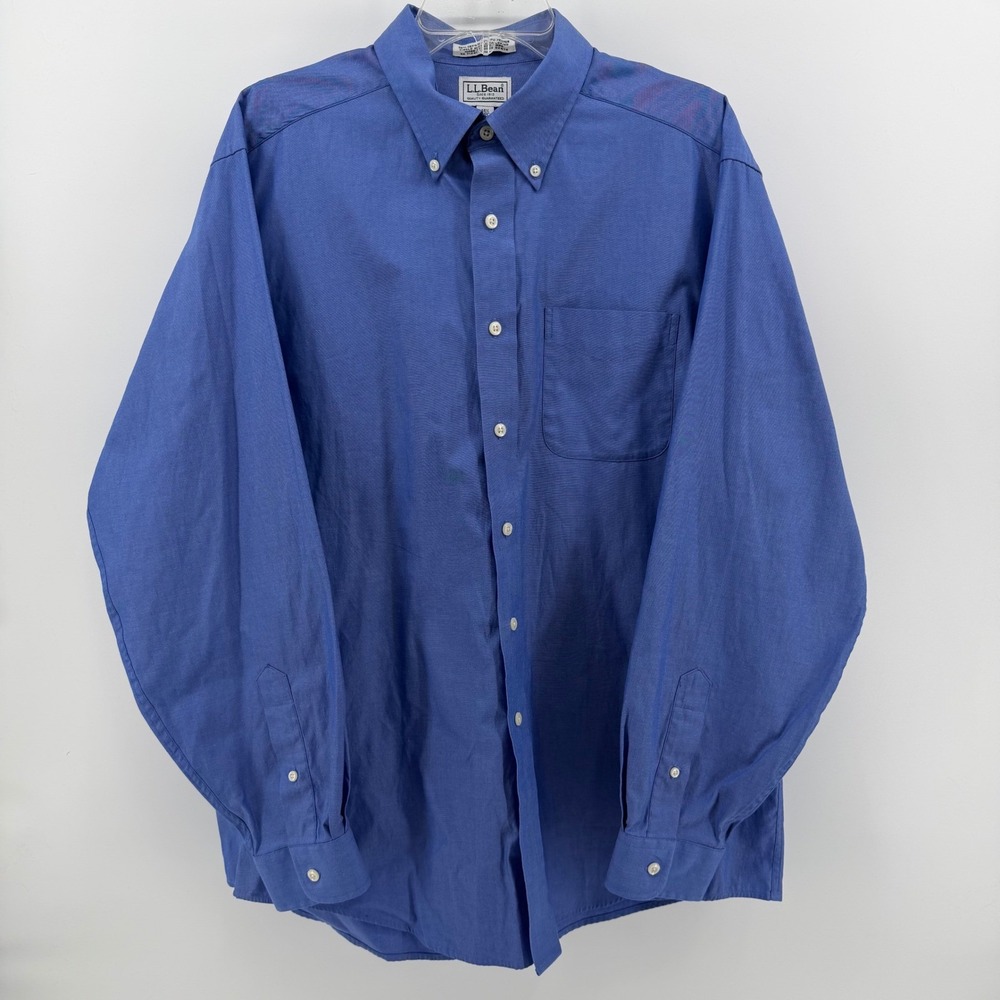 LL Bean Mens Blue Oxford Button Down Shirt 16.5 35 Long Sleeve 0 KQ54 - Picture 2 of 8
